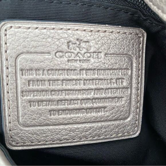 Coach Phoebe Saddle Leather Pebbled Medium Shoulder Bag Purse Pewter - Picture 9 of 13